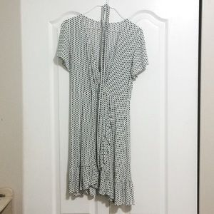 Polka-dot faux-wrap dress